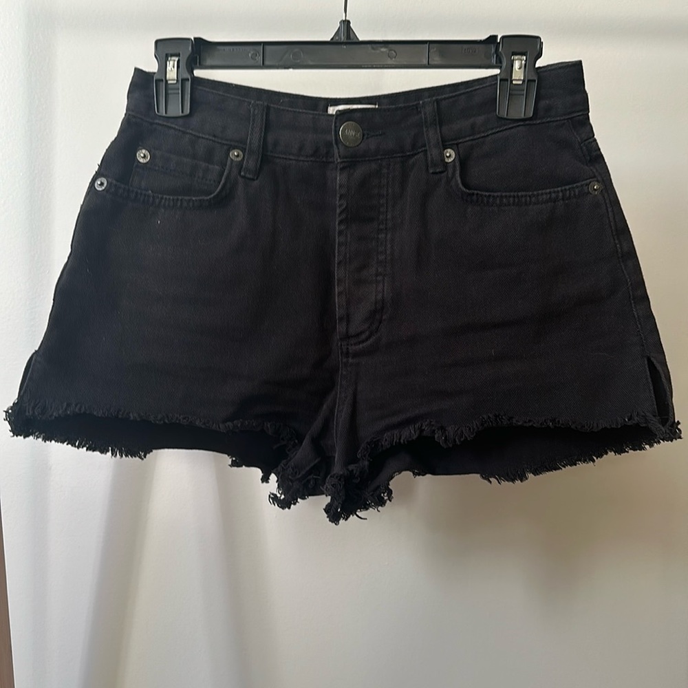 Black denim shorts